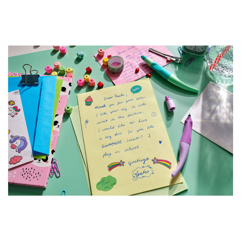 Afbeelding laden in galerijviewer, Stabilo easyorginial ergonomische rollerball pen - rechtshandig - blauwe inkt - navulbaar - pastel lila blush
