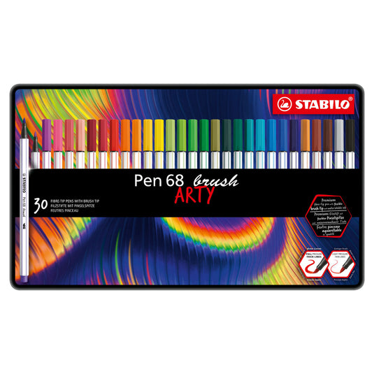 Stabilo pen 68 brush - viltstift - arty - metalen set 30 stuks