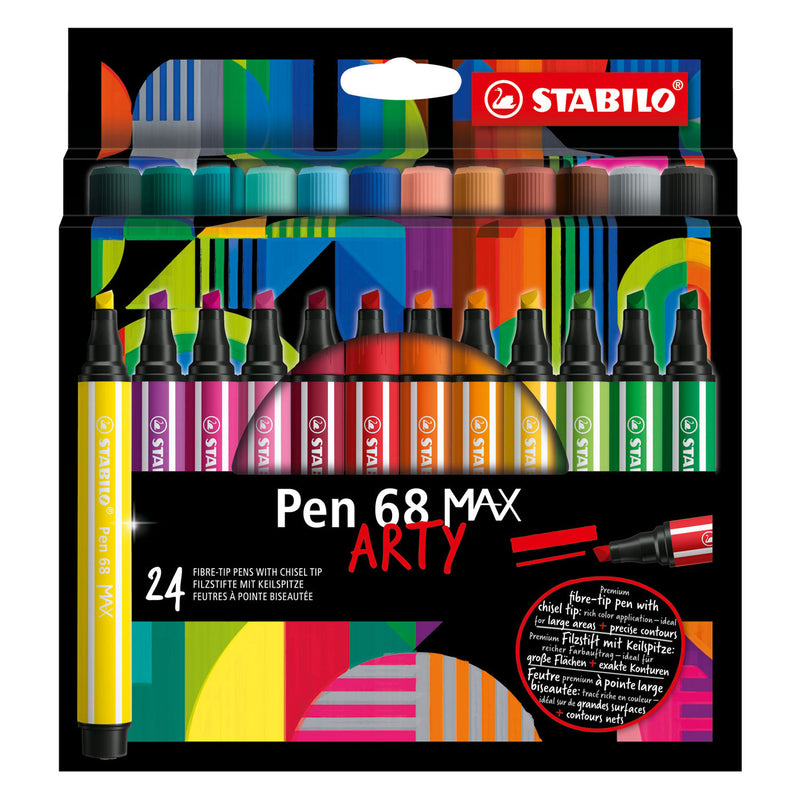 Load image into Gallery viewer, Stabilo pen 68 max arty - viltstift met dikke beitelpunt - set 24 stuks
