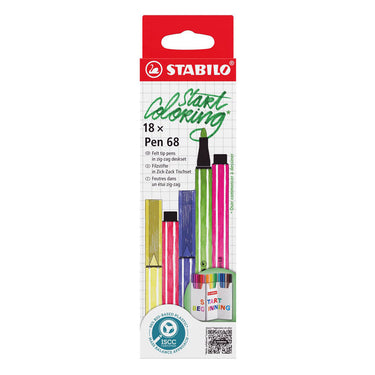 Stabilo pen 68 zig zag viltstiften - 18dlg.