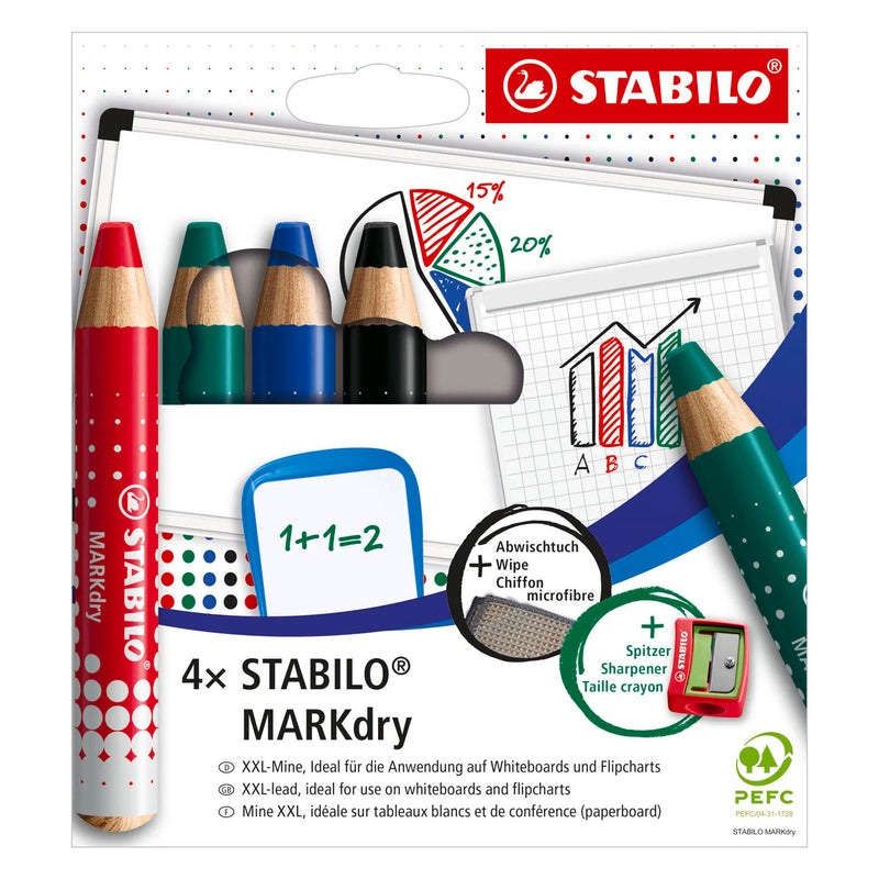 Afbeelding laden in galerijviewer, Stabilo whiteboard-marker markdry kleurenassort extra breed potloodpunt 5 stuks
