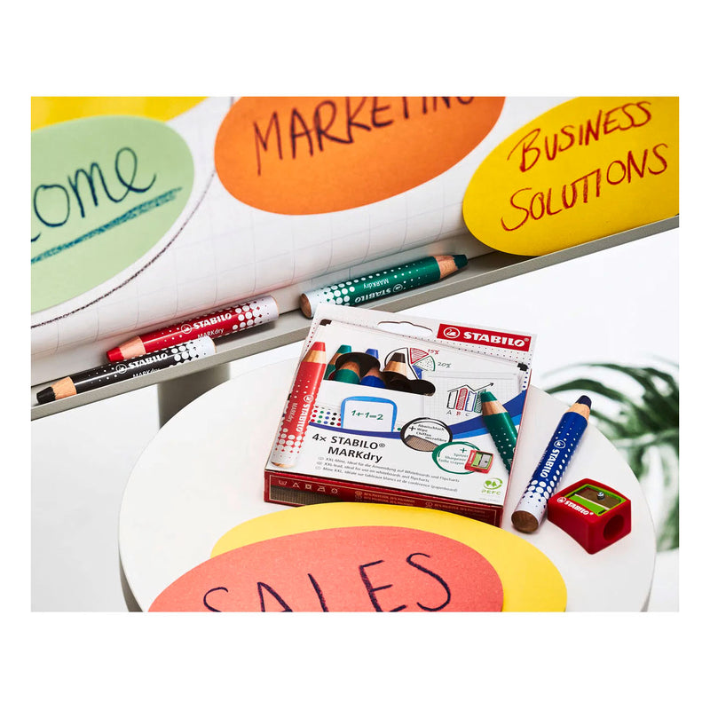 Afbeelding laden in galerijviewer, Stabilo whiteboard-marker markdry kleurenassort extra breed potloodpunt 5 stuks
