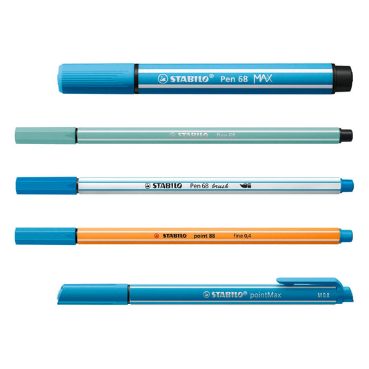 Stabilo arty set - set pen 68, pen 68 brush, point 88, pen 68 max pointmax - combi etui met 55 stuks