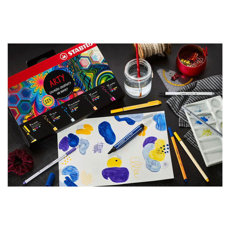 Afbeelding laden in galerijviewer, Stabilo arty set - set pen 68, pen 68 brush, point 88, pen 68 max pointmax - combi etui met 55 stuks
