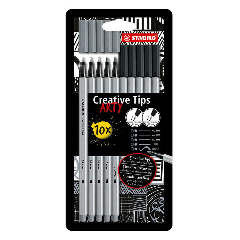 ギャラリービューアに画像をロードする, Stabilo creative tips arty pennen verschillende puntdiktes - 10dlg.
