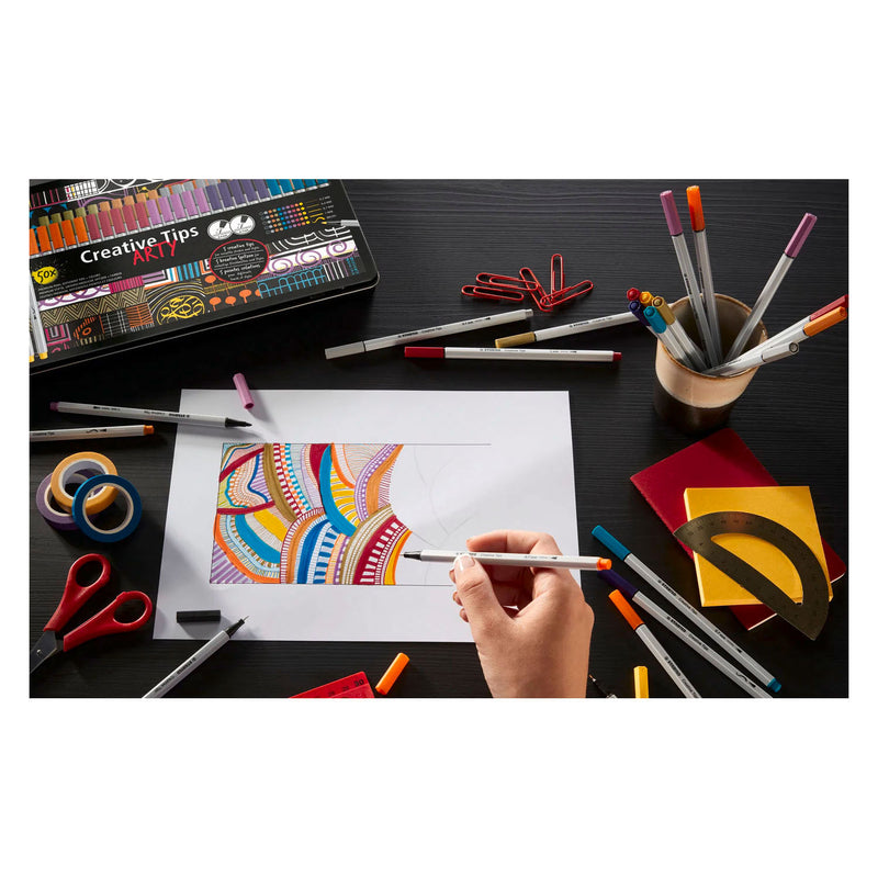 Afbeelding laden in galerijviewer, Stabilo creative tips arty pennen in metalen etui - 50dlg.
