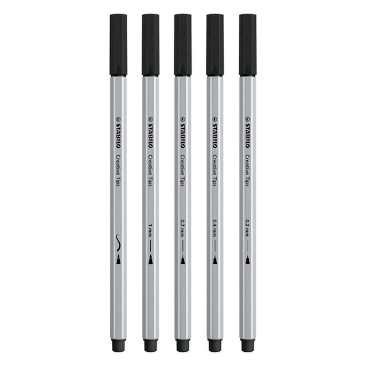 Stabilo creative tips arty pennen zwart - 5dlg