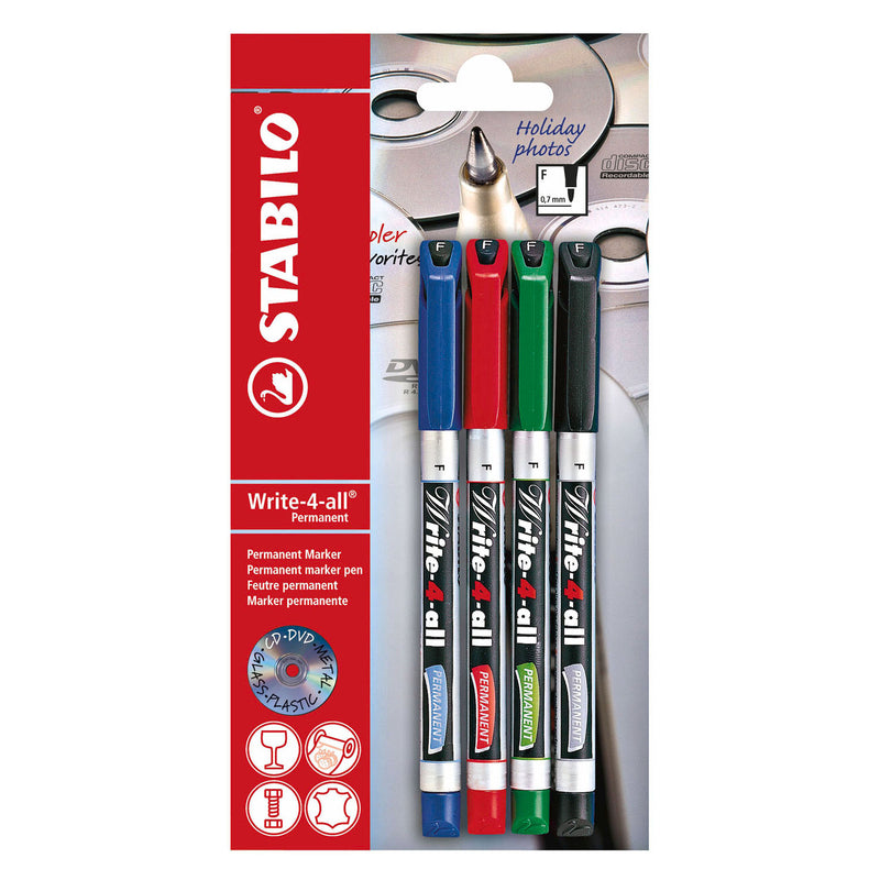 Load image into Gallery viewer, Stabilo write-4-all fijn (0,7mm) permanente marker - 4dlg.
