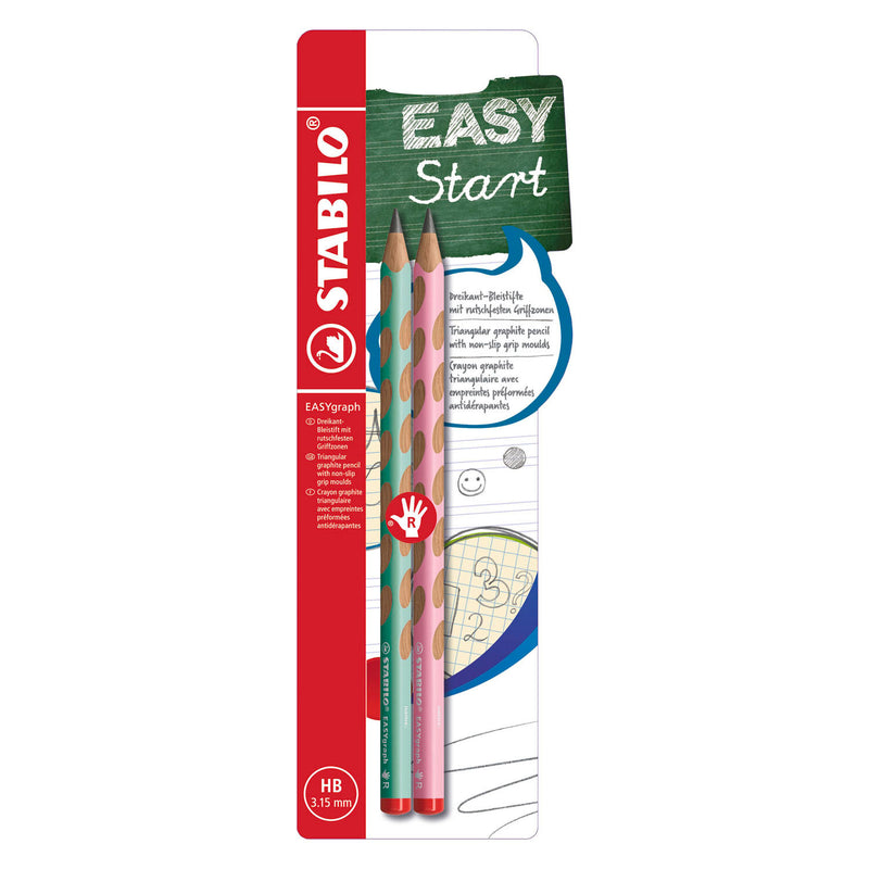 Afbeelding laden in galerijviewer, Stabilo easygraph pastel hb rechtshandige grafietpotloden groen roze - 2dlg.

