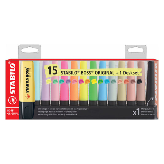Stabilo boss original pastel naturecolors markeerstiften bureau set - 15dlg.