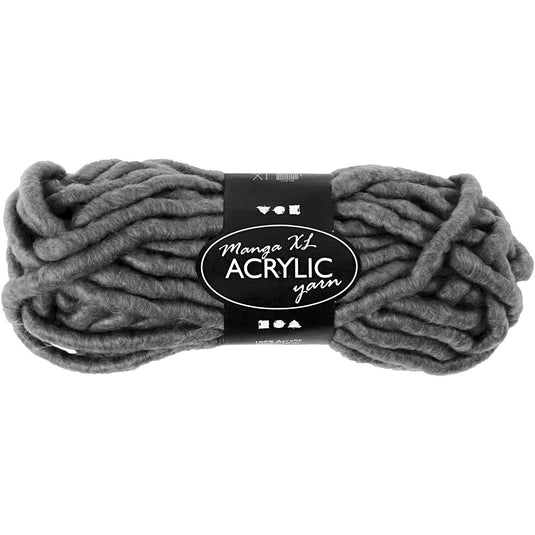 Creativ company xl garen van acryl, l: 17 m, afm manga, grijs, 200 gr 1 bol