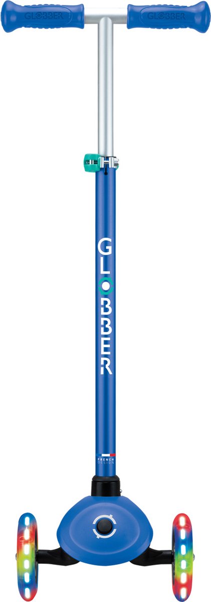 Globber 3-wiel step - primo plus lights navy blue - blauw - lichtgevende wielen - in hoogte verstelbaar - vanaf 3 tot 9 jaar