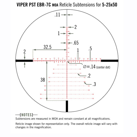 Vortex richtkijker viper pst gen ii 5-25x50 ffp, ebr-7c dradenkruis (mrad)