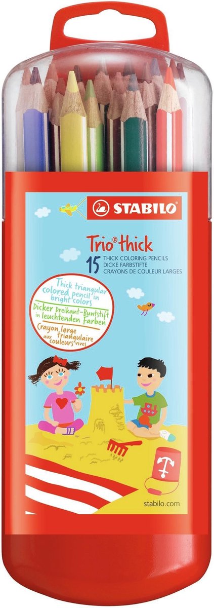 Stabilo trio thick ergonomische kleurpotloden in doos - 15dlg.