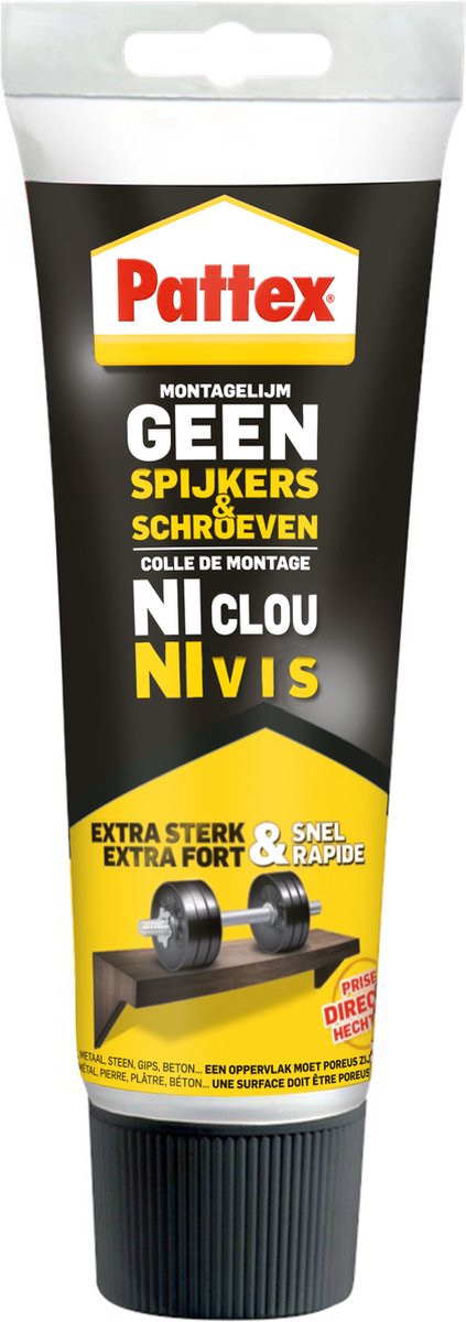 Afbeelding laden in galerijviewer, Pattex montagekit 250 g – geen spijkers schroeven – universale montgellijm binnen – extra sterk waterdicht – voor hout, metaal, steen meer
