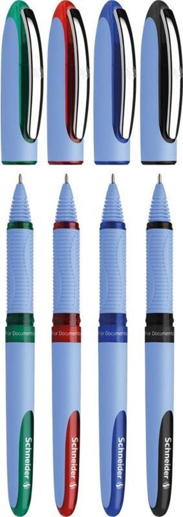 Schneider schrijfwaren schneider rollerball - one hybrid n - naaldpunt - 0,5mm - 4 stuks assorti kleuren - s-183594