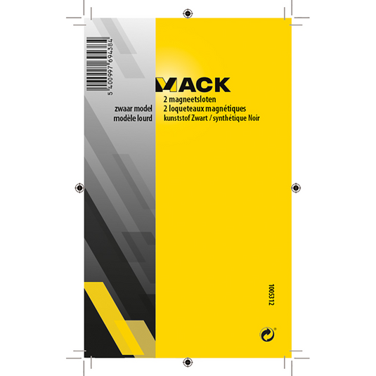 Mack 1005312 - 2 magneetsloten, zwaar model, kunststof zwart | 10 stuks
