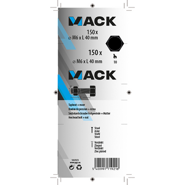 Mack 1007073 - tapbout + moer verzinkt 150 st 6 x 40 mm | 4 stuks