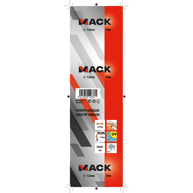Afbeelding laden in galerijviewer, Mack 1014929 - pp gedraaid oranje streng 12mm 10m | 5 stuks
