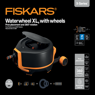 Fiskars 1071996 - automatische slanghaspel xl met wielen incl, 20m tuinslang | 1 stuks