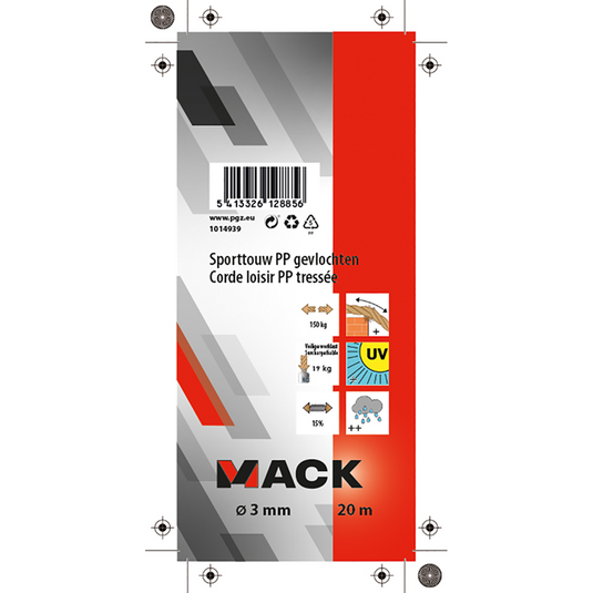 Mack 1014939 - sporttouw pp gevlochten streng3mm 20m | 5 stuks