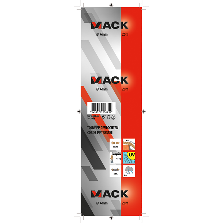 Afbeelding laden in galerijviewer, Mack 1013976 - pp gevlochten wit blauw streng6mm 20m | 5 stuks
