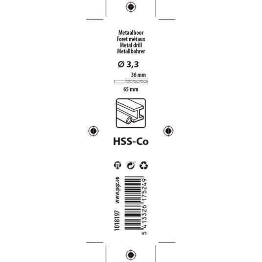 Mack 1018197 - metaalboor hss co5% din 338 ø 3,3 x 65 mm 2st | 5 stuks