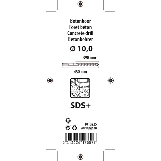 Mack 1018225 - hamerboor sds + ø 10,0 x 450 mm | 5 stuks