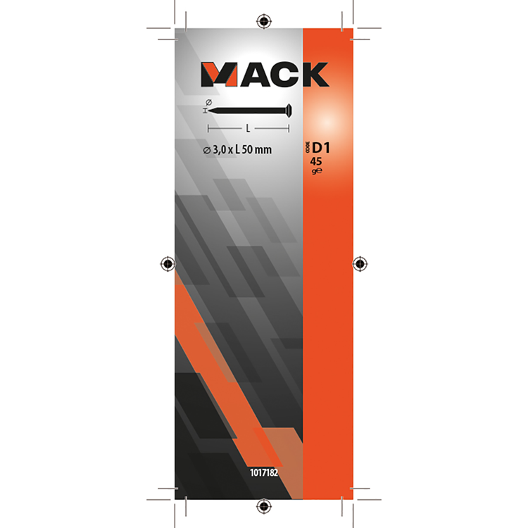 Afbeelding laden in galerijviewer, Mack 1017182 - staalnagel bvk staal geblauwd 45 gr 3,0 x 50 mm | 10 stuks
