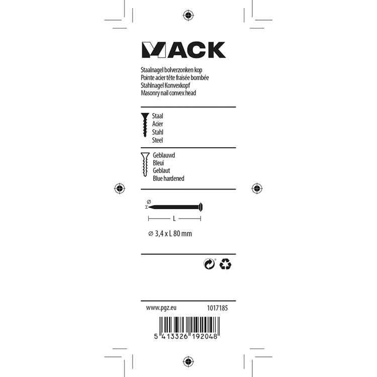 ギャラリービューアに画像をロードする, Mack 1017185 - staalnagel bvk staal geblauwd 45 gr 3,4 x 80 mm | 10 stuks
