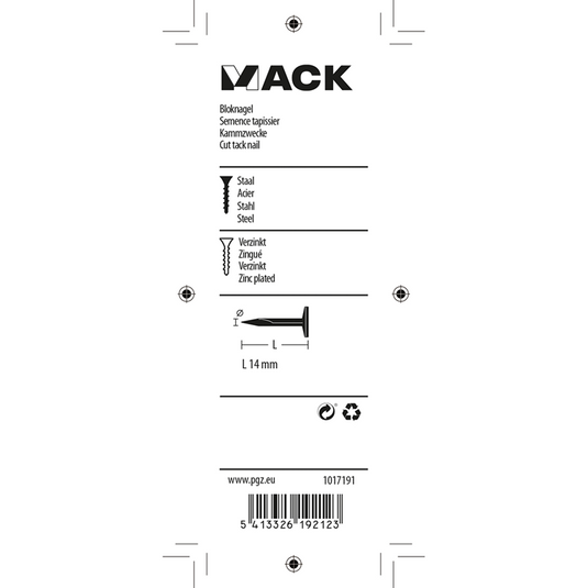 Mack 1017191 - bloknagel staal verzinkt 50 gr14 mm | 10 stuks