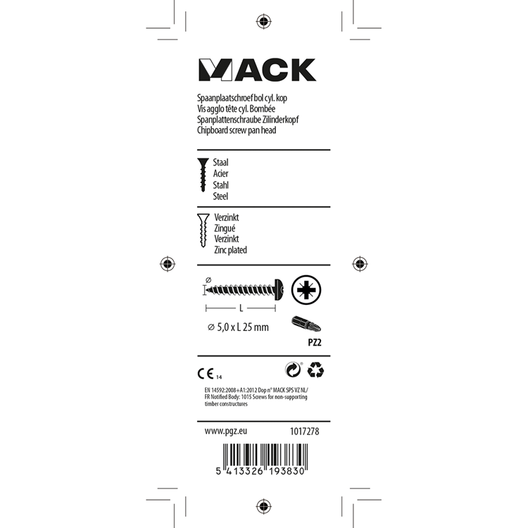 Afbeelding laden in galerijviewer, Mack 1017278 - spaanplaatschroef cylkop geelverz.18 st 5,0 x 25 mm | 10 stuks
