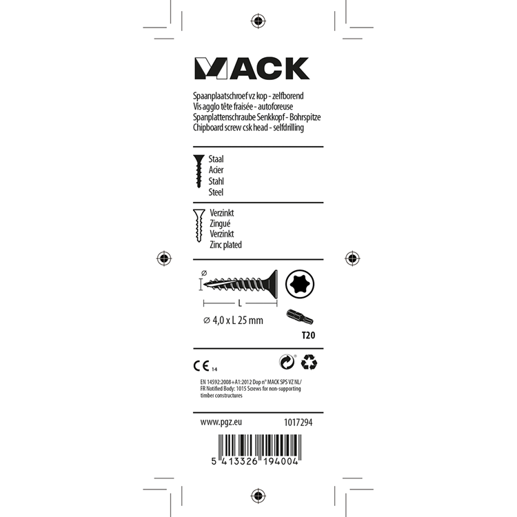 Afbeelding laden in galerijviewer, Mack 1017294 - spaanplschr.vzkop-zelfb. geelverz. 25 st 4,0 x 25 mm | 10 stuks
