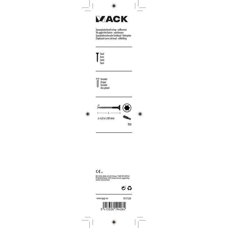 Afbeelding laden in galerijviewer, Mack 1017320 - spaanplschr.vzkop-zelfb. geelverz. 5 st 6,0 x 80 mm | 5 stuks
