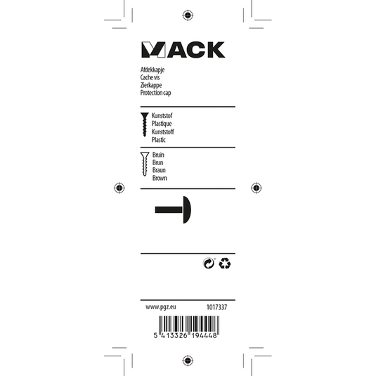 Mack 1017337 - afdekkapje kunststof bruin 40 st | 10 stuks