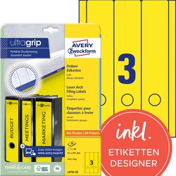 Ordnerrugetiketten avery zweckform geel 60 stuks papier