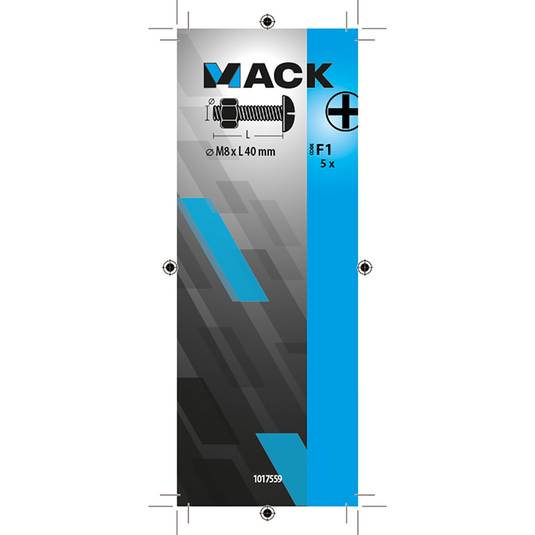 Mack 1017559 - kachelbout + moer staal verzinkt 5 st m8 x 40 mm | 5 stuks