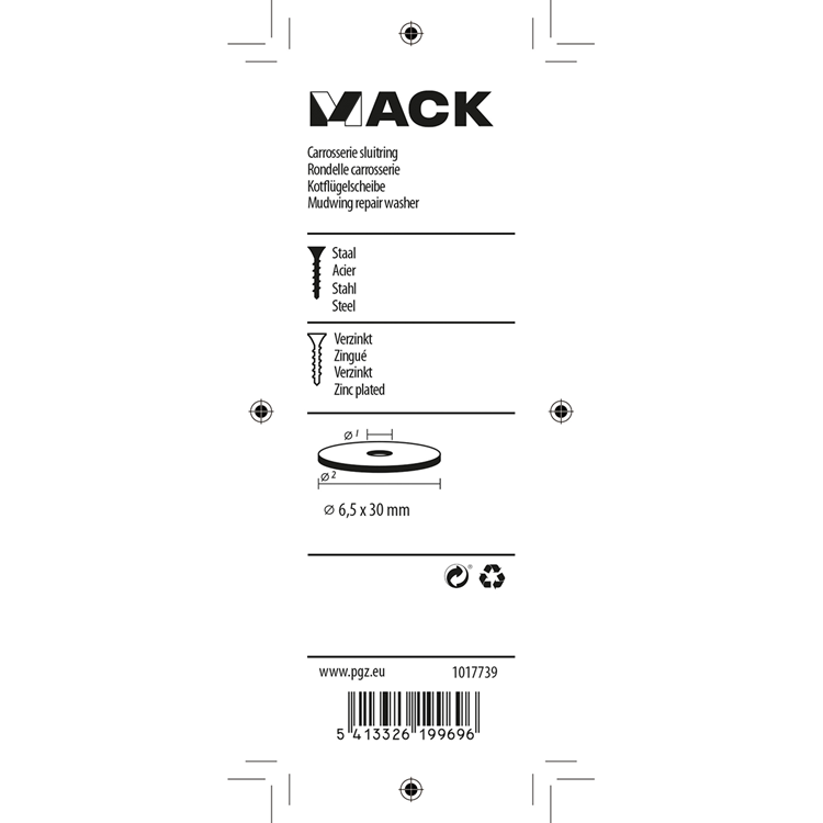 Afbeelding laden in galerijviewer, Mack 1017739 - carrosserie sluitring verzinkt12 st 6,5 x 30 mm | 10 stuks
