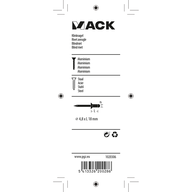 Afbeelding laden in galerijviewer, Mack 1020306 - 16 blindnieten alu 4,8x18mm | 5 stuks
