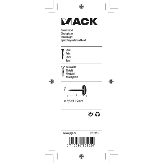 Mack 1017863 - garniernagel staal vernikkeld 40 st 9,5 x 15 mm | 10 stuks