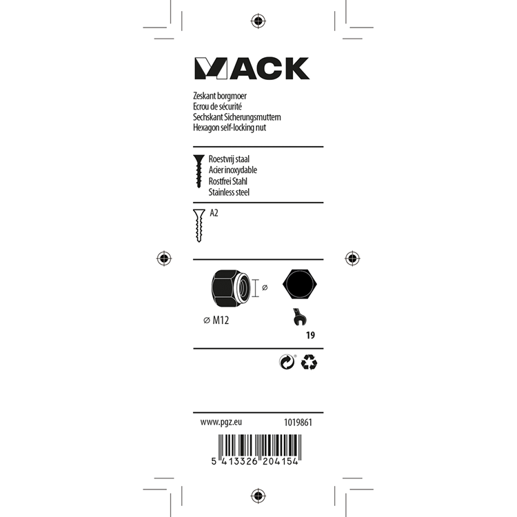 Chargez l'image dans la visionneuse de la galerie, Mack 1019861 - zeskant borgmoer inox a2 2 st m 12 | 10 stuks
