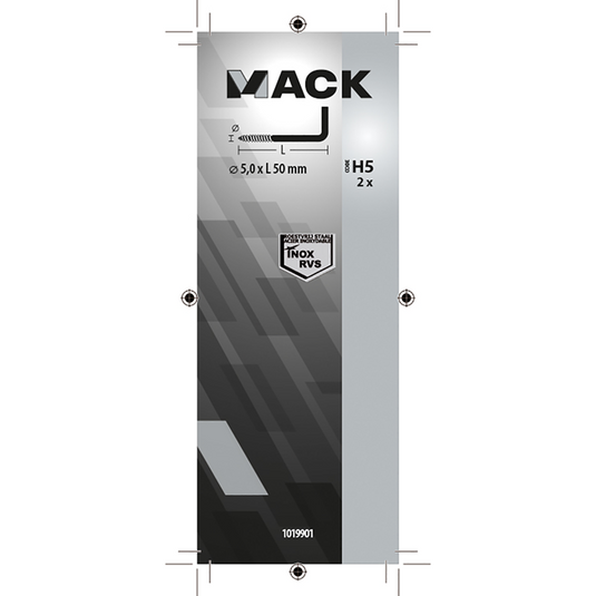 Mack 1019901 - schroefduim roestvrijstaal 2 st 5,0x50 mm | 10 stuks