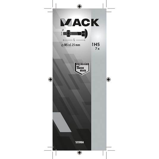 Mack 1019904 - houtbout + moer roestvrijstaal 7 st m5x25 mm | 10 stuks