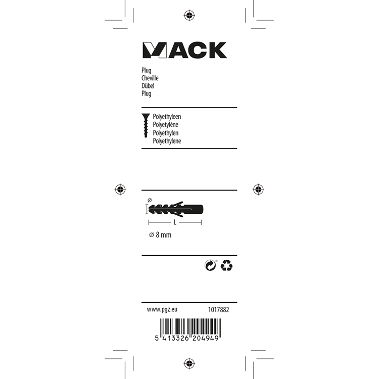 Afbeelding laden in galerijviewer, Mack 1017882 - plug polyethyleen 15 st 8 mm | 5 stuks
