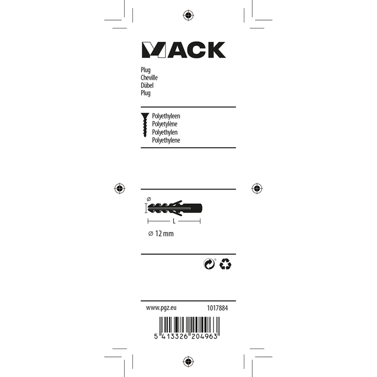 Afbeelding laden in galerijviewer, Mack 1017884 - plug polyethyleen 6 st 12 mm | 5 stuks
