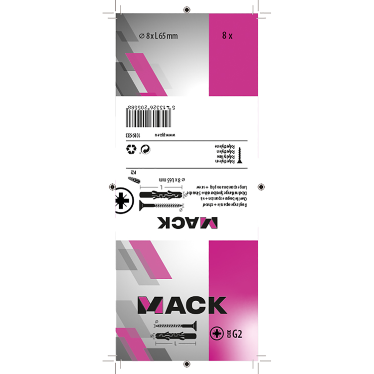 Afbeelding laden in galerijviewer, Mack 1019933 - plug lange exp.polyeth. + schr. 5x80 8 st 8 x 65 mm | 5 stuks
