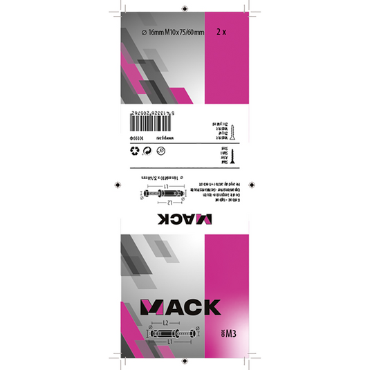 Mack 1019949 - keilbout 6-kant bout verzinkt 2 st m10 x 75 mm | 5 stuks
