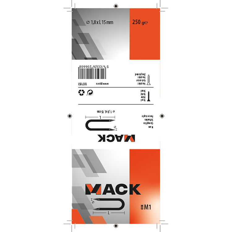 Afbeelding laden in galerijviewer, Mack 1017951 - kram staal verzinkt 250 gr 1,8 x 15 mm | 5 stuks

