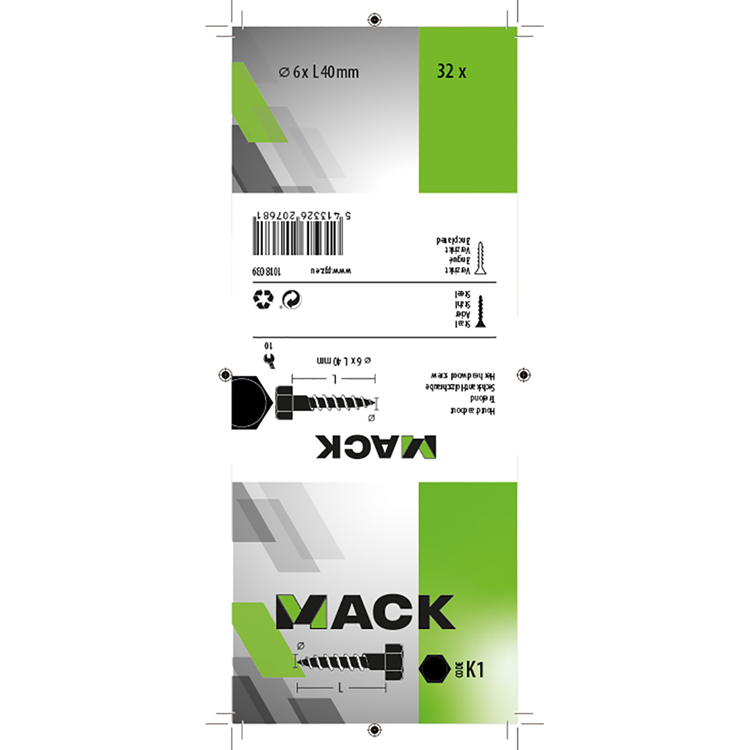Afbeelding laden in galerijviewer, Mack 1018039 - houtdraadbout staal verzinkt 32 st 6 x 40 mm | 5 stuks
