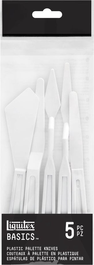 Liquitex 3699371 basics kunststof paletmessen set – 5-delig | voor impasto, acryl- olieverf - plastic schildersmessen set